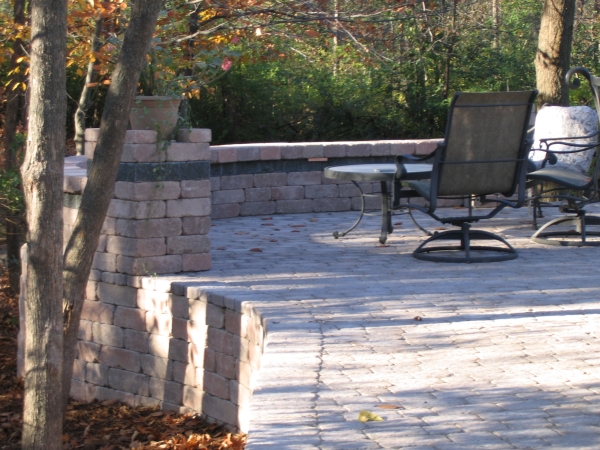 Brick Paver Patio And Wall With Lighting Oberndorfer Landscape